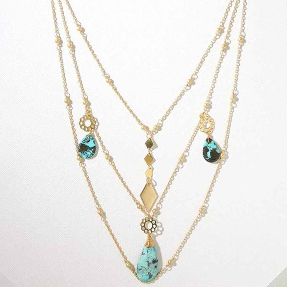 Vanessa Mooney ANNIE MULTICHAIN TURQUOISE NECKLACE